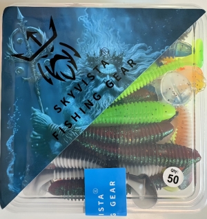 Dual-Color Chubby Screw T-Tail Soft Lure - Multi-Color/Weight - 50pcs/Box (Boat/Bass Fishing)